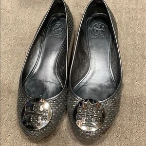 Tory Burch silver flats